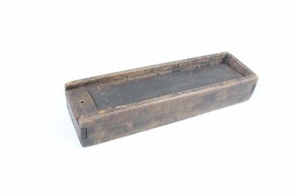 Primitive Handmade Sliding Lid Wood Box, Sewing Pencil Case