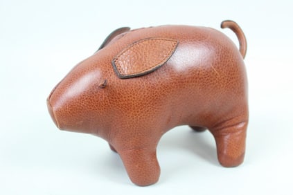 Leather Pig Door Stop, Manner of Dimitri Omersa
