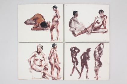 Lot of 4 Mid Century Modern Female Nude Figure Paintings, 1 of 2
