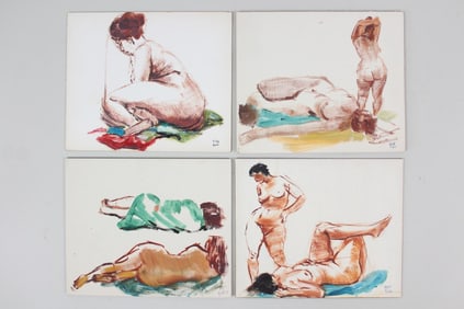 Lot of 4 Mid Century Modern Female Nude Figure Paintings, 2 of 2
