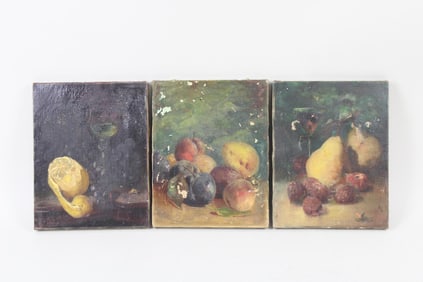 3 Fruit Still Life Oil Paintings