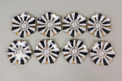 Set of 8 Fornasetti Clock Motif Porcelain Dishes in Original Box, Rosenfeld