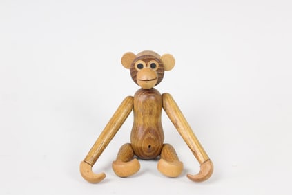 Mid-Century Modern Wooden Hanging Monkey, Kay Bojesen Style