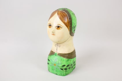 Papier Mache Bust of Folk Art Woman, Gemma Taccogna Style