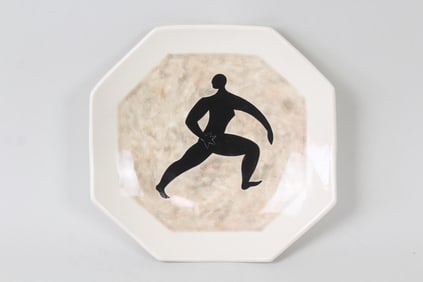 Leslie C. Miller "Running Woman" Modernist Studio Pottery Plate