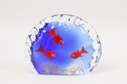 Murano Glass Fish Bowl Paperweight
