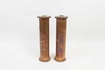 Pair of Brass & Copper Candlesticks