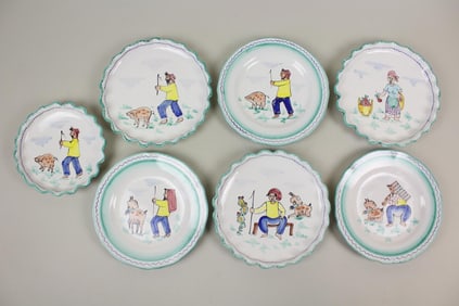 7 Italian Painted Ceramic Plates