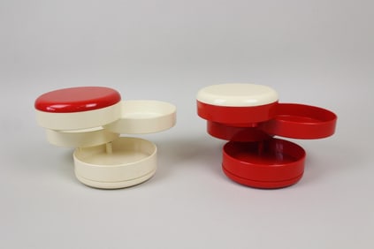 Pair of Mid-Century Modern Plastic Swivel Storage Caddies, InterDesign