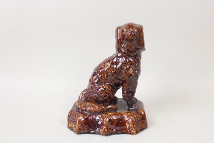 19th C. Rockingham Glazed Yellowware Spaniel Dog Figure