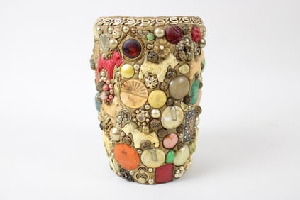 Folk Art Memory Jug Vase