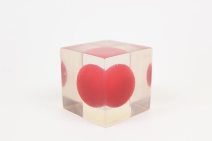 Mid-Century Modern Lucite Cube Paperweight, Enzo Mari