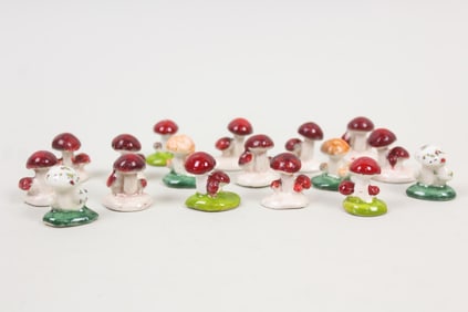 17 Miniature Ceramic Mushroom Clusters