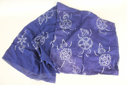 Handmade Screenprinted 4.5 Yards of Winter Fabric Roll, Anthropomorphic Snowflake People