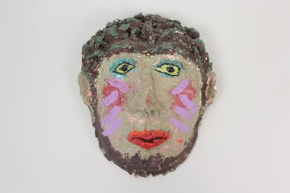 Folk Art Bearded Man Plaster Mask