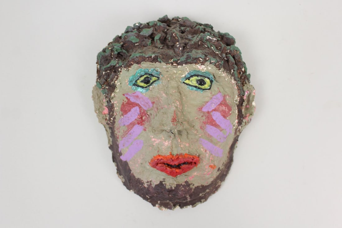 Folk Art Bearded Man Plaster Mask (1 of 6)