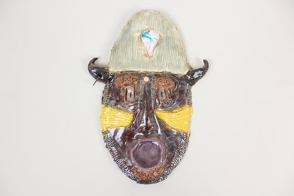 Horned Ceramic Wall Sculpture