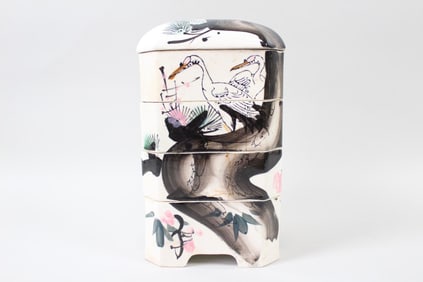 Japanese Ceramic Stacking Jubako Imari Bento Box