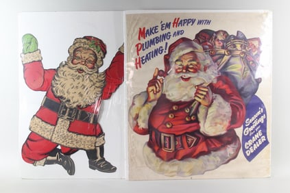 2 Christmas Santa Signs, Advertisement Poster & Decoration
