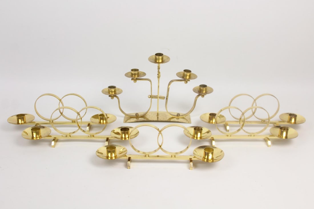 Set of 5 Modernist Brass Candlestick Candelabra (1 of 16)
