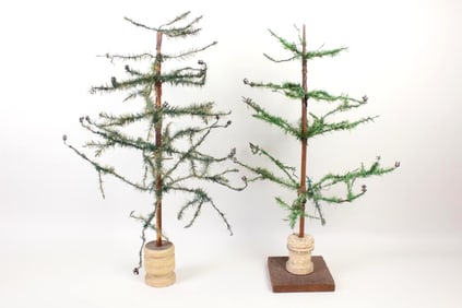 Pair of Antique Christmas Feather Trees