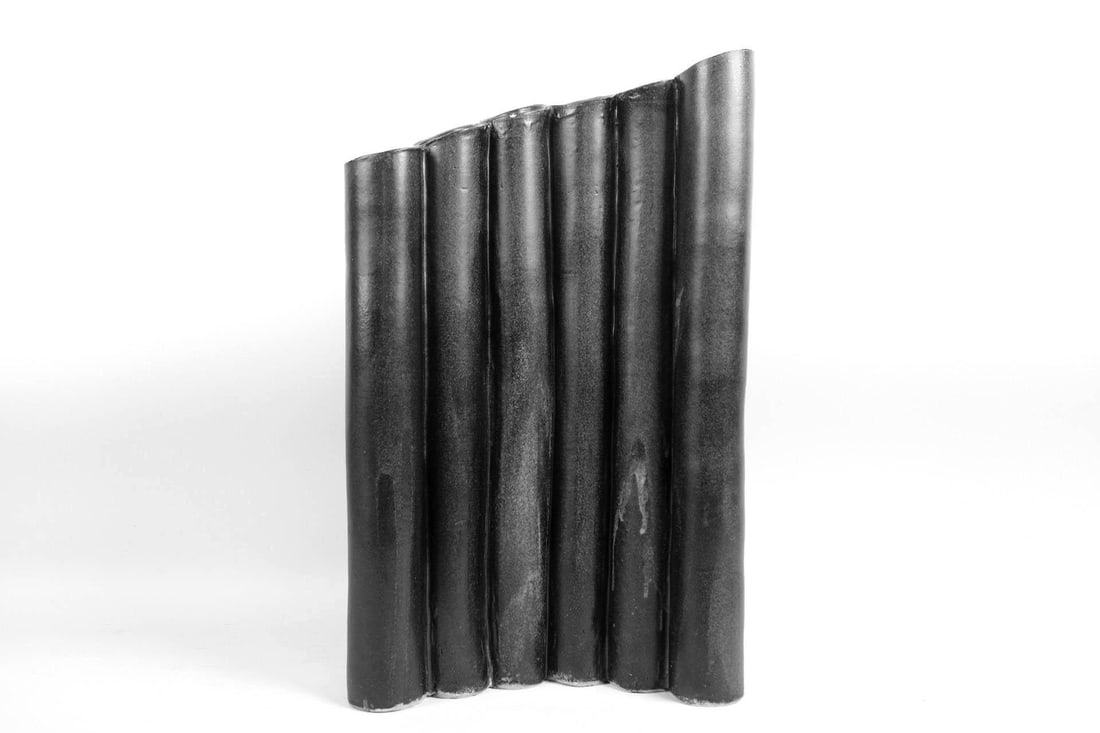 Black Cylindrical Ceramic Vase Sculpture, 2 of 2 (1 of 12)