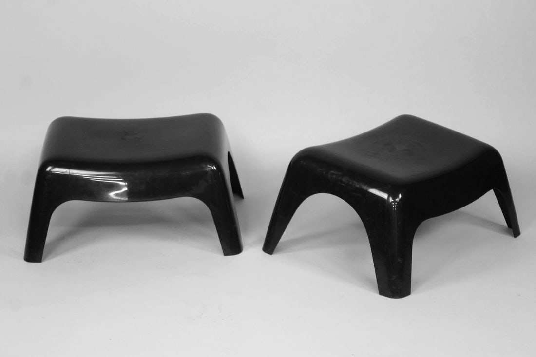 Pair of Black Plastic Thomas Sandell Vago Stacking Ottomans (1 of 14)