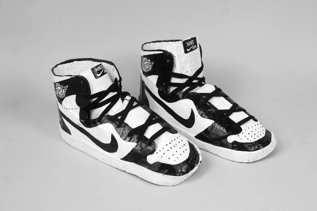 Pair of Folk Art Nike Air Jordan 1 Sneakers (1 of 17)