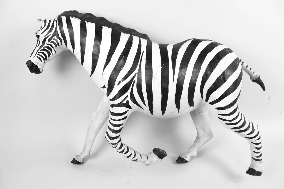 Large 32" Painted Leather Zebra Sculpture (1 of 12)