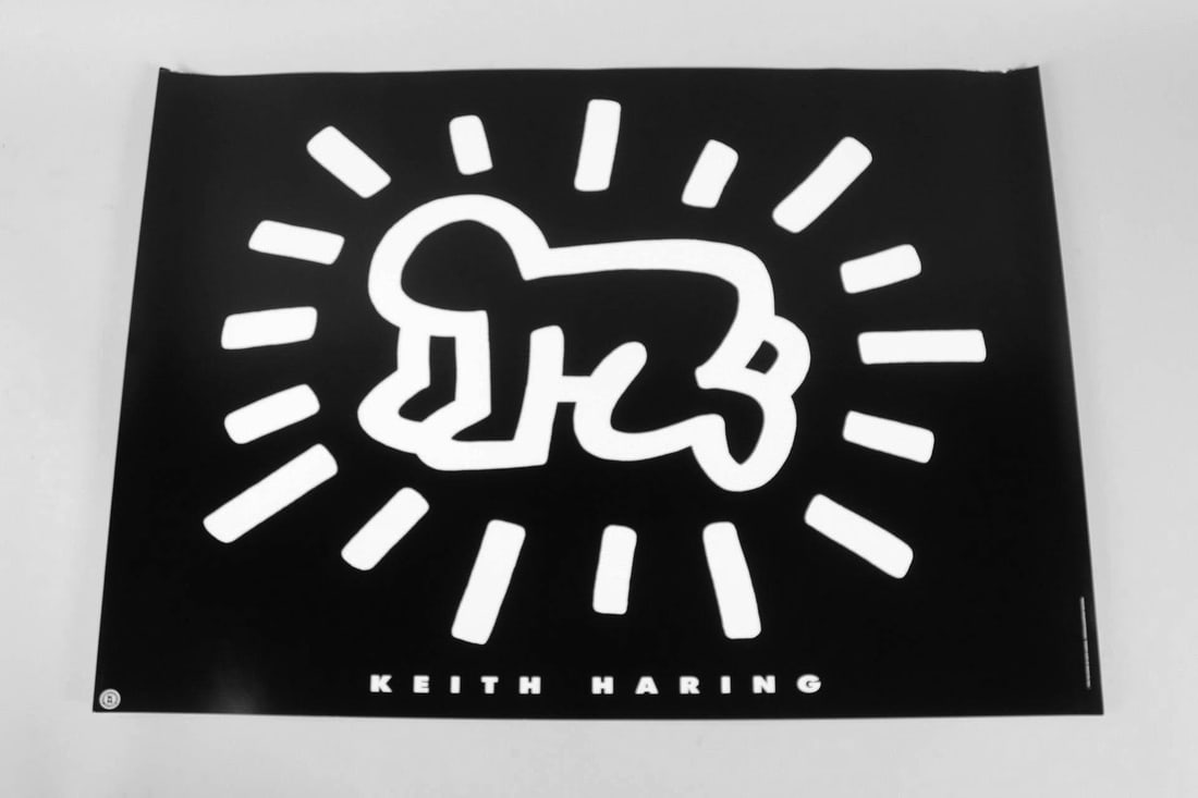 Lot of 4 "Radiant Baby" Keith Haring 1993 Posters: Lot of 4 "Radiant Baby" Keith Haring 1993 Posters. These black and white authorized prints feature the abstract Icon series piece "Radiant Baby" (1990, silkscreen) by Keith Haring (1959-1990). Marked