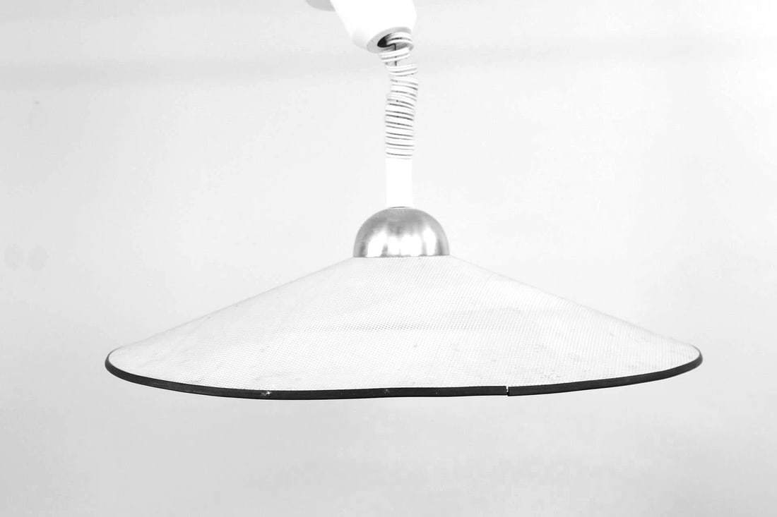 Italian Perforated Metal Saucer Ceiling Lamp, Ron Rezek (1 of 9)