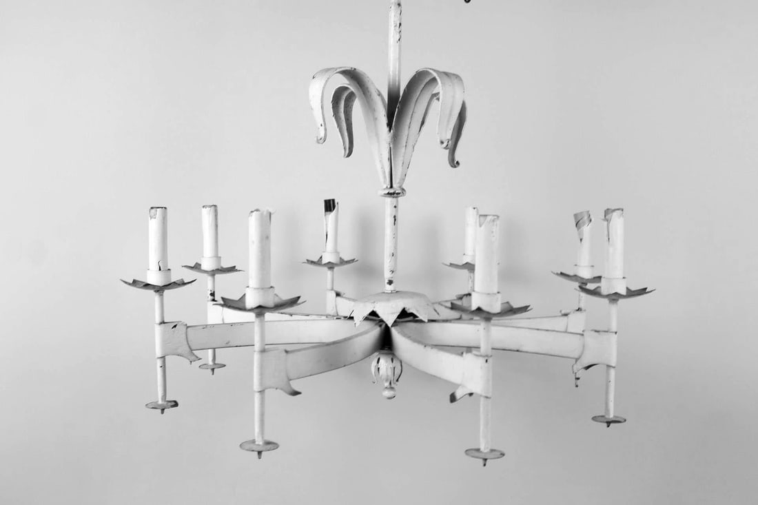White Painted Metal Tole Lily Chandelier (1 of 11)