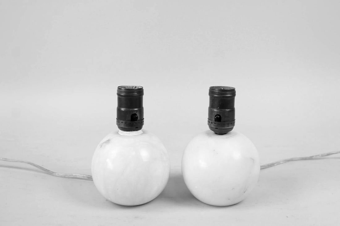 Pair of Diminutive Spherical Alabaster Lamps (1 of 8)