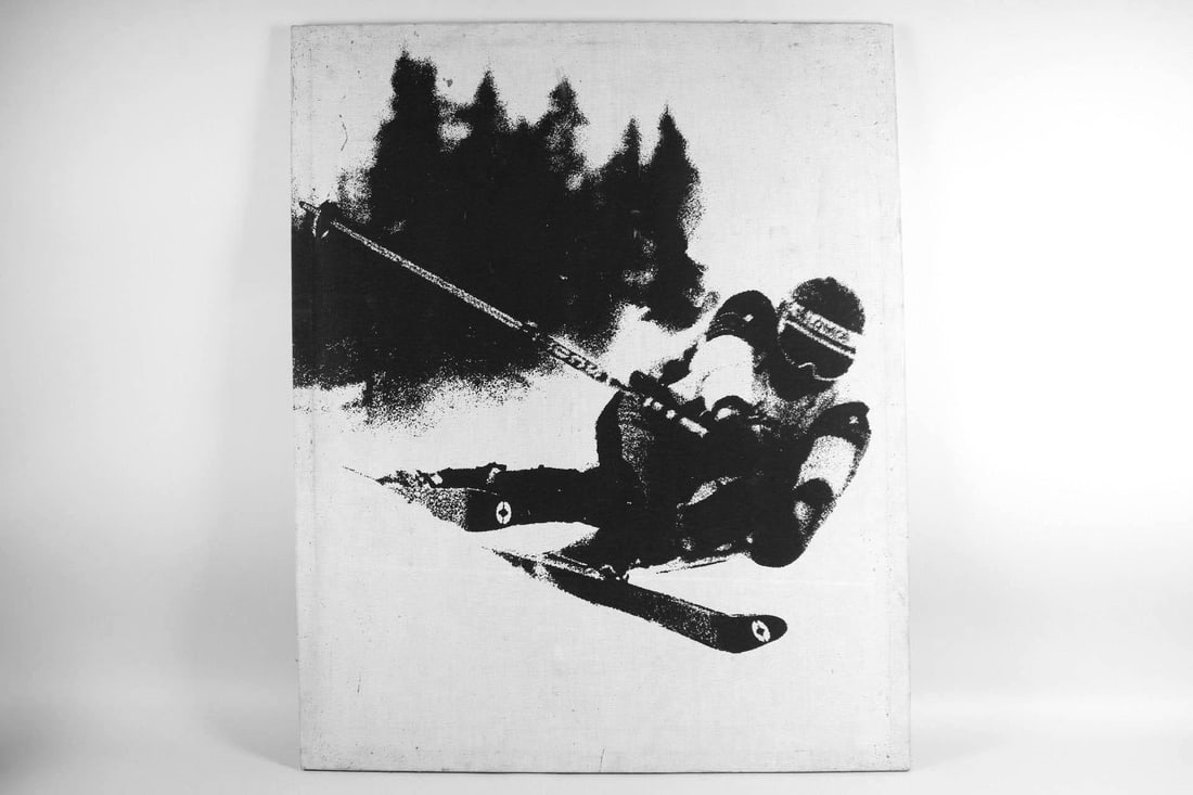 Textile Art Black & White of Skier Skiing (1 of 10)