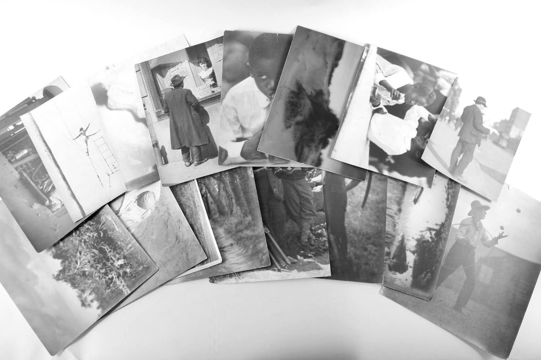 Lot of 16 Photographs by J.B.Pardoe, Nude, Circus, Etc: Lot of 16 Black & White Photographs, Candid, Nude, Landscape, Circus, Street, Children. These large print photos cover subjects including photographers, trapeze artist, nude dancer, juggler, and candi