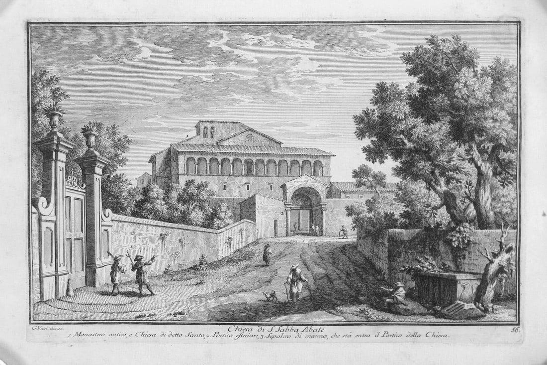 Antique Engraving of "Chiesa di S. Sabba Abate" by Giuseppe Vasi, c. 1747 (1 of 18)