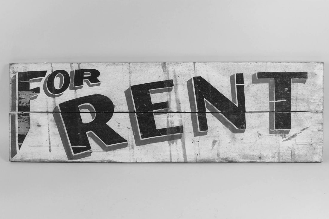 Painted Wood Black & White "FOR RENT" Sign (1 of 10)