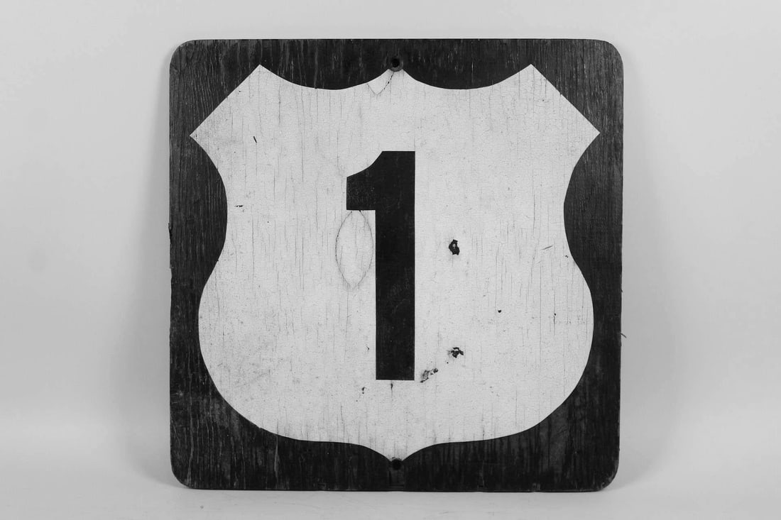 Painted Wood U.S. Route 1 Highway Sign (1 of 9)