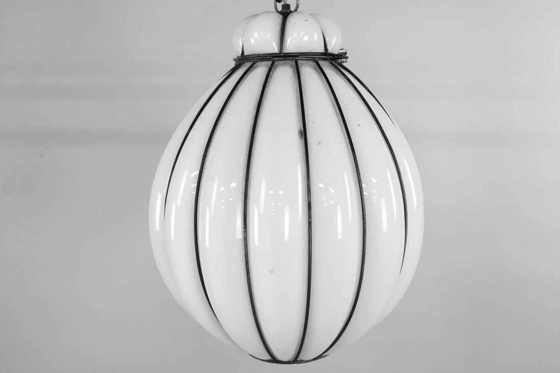 Milk Glass Cage Pendant Light (1 of 8)