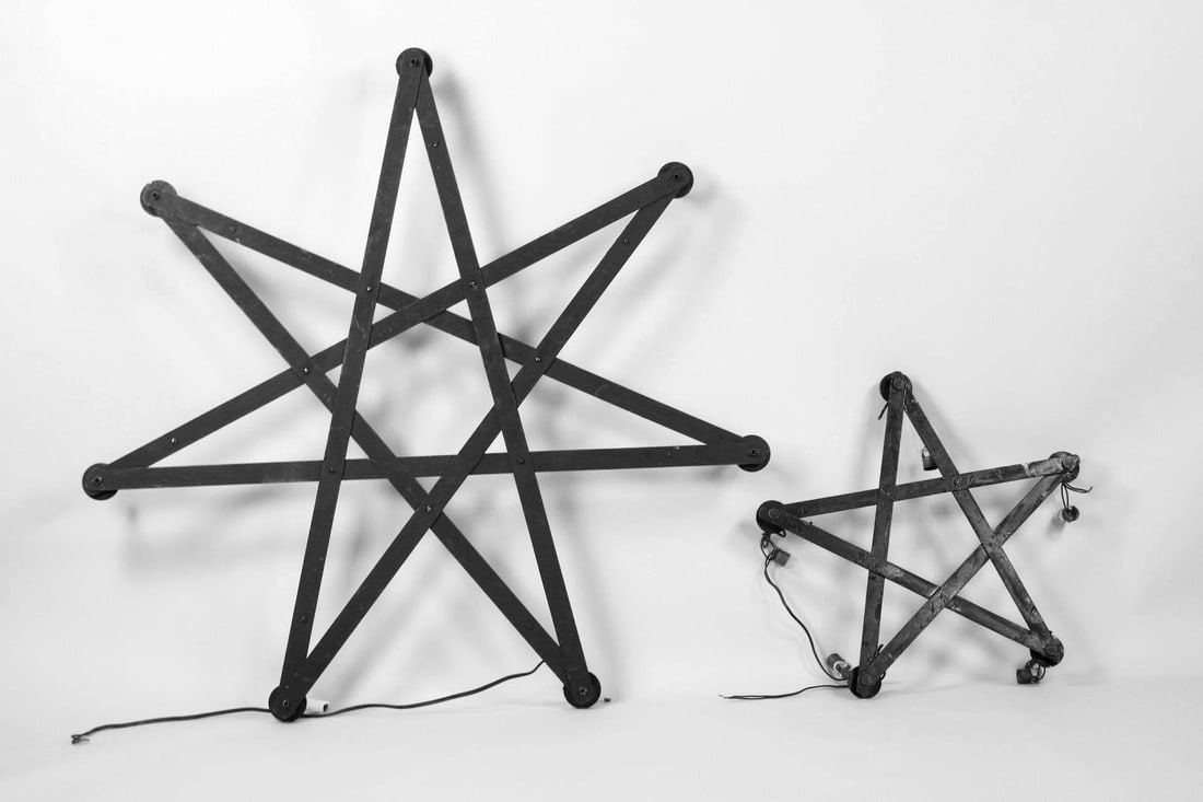 Lot of 2 Electrified Black Metal Star Light Decorations (1 of 9)