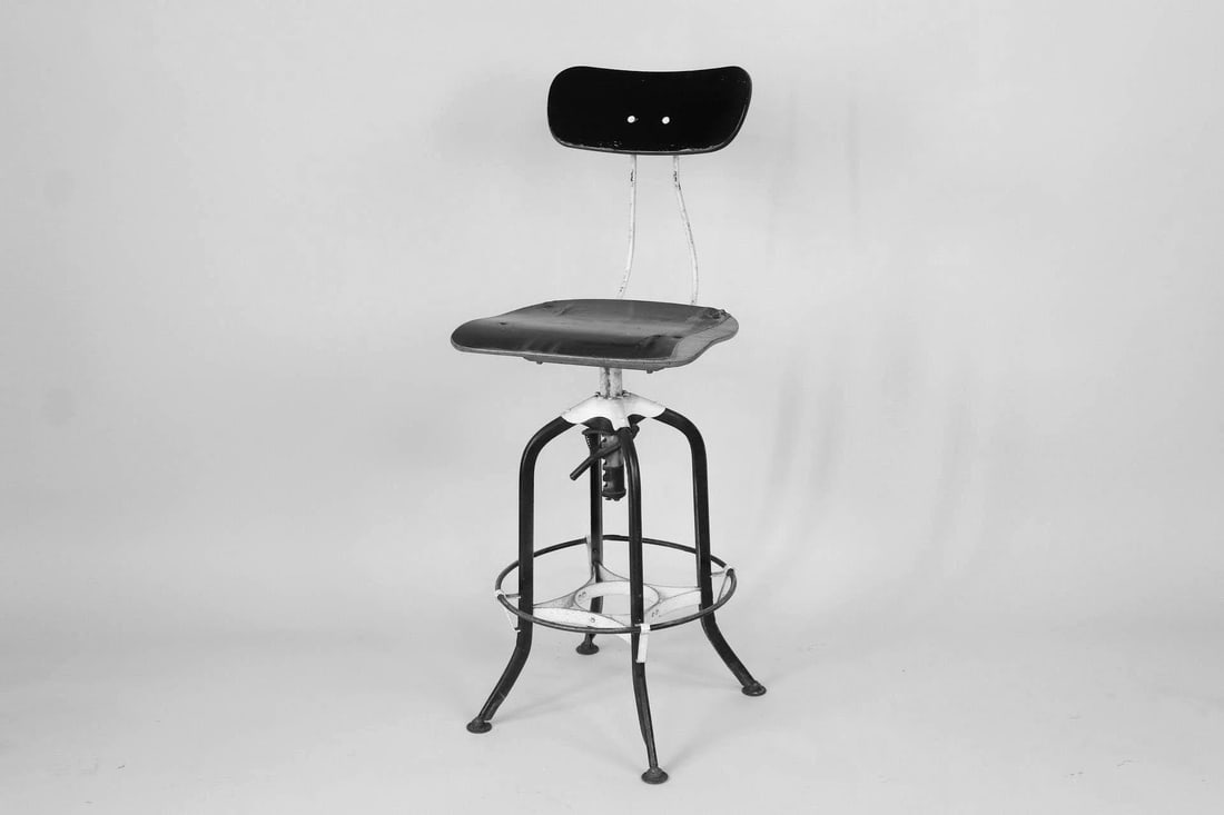 Industrial Painted Black & White Toledo Drafting Stool (1 of 11)