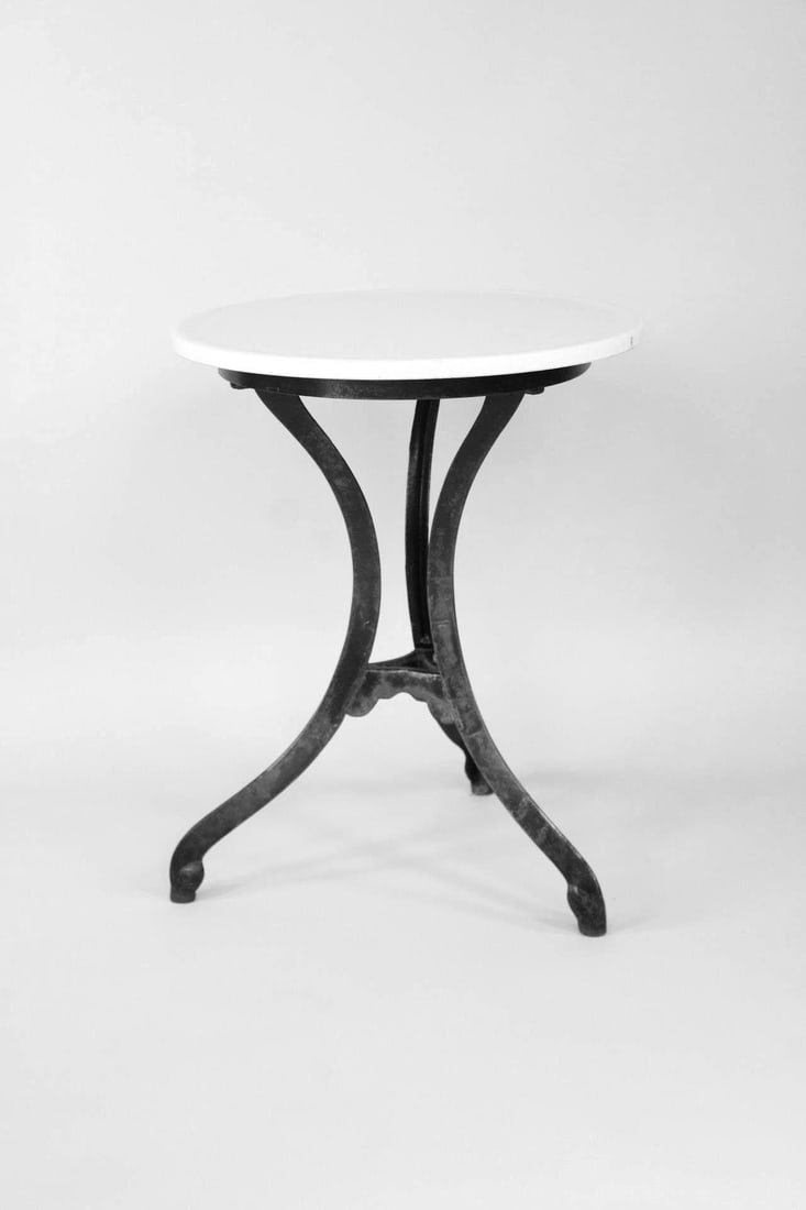 Cast Iron & Vitrolite Glass Ice Cream Parlor Bistro Table (1 of 10)