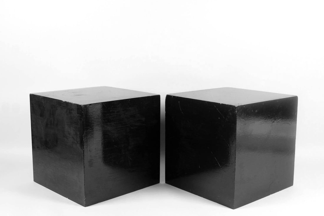 Pair of Black Painted Wood Cube Table Stands (1 of 9)