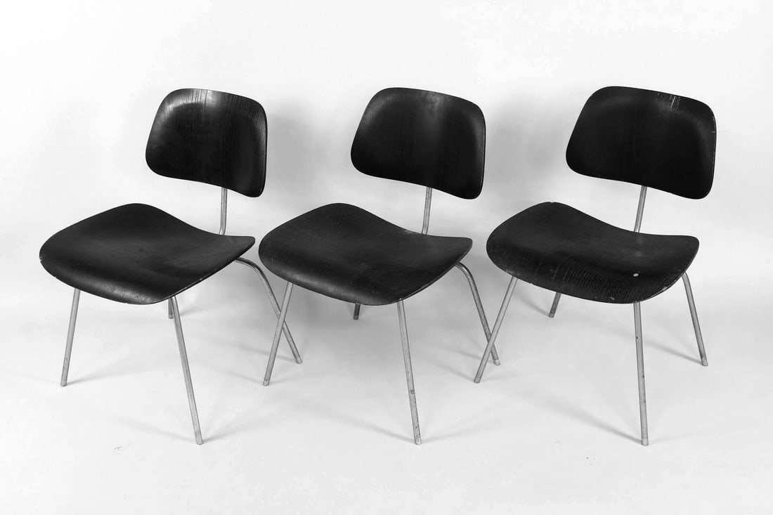 Set of 3 Black DCM Eames Chairs (1 of 18)