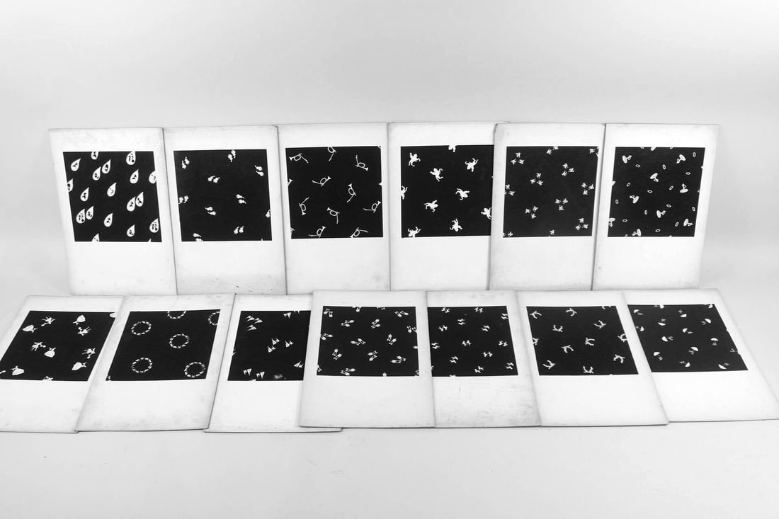 Lot of 13 Wallpaper Art Samples, Black & White Novelty Silhouettes (1 of 16)