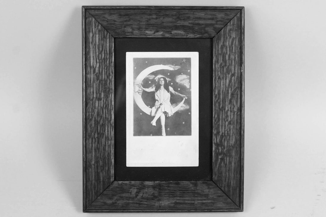 Framed Antique Photograph of Woman on a Paper Moon (1 of 9)