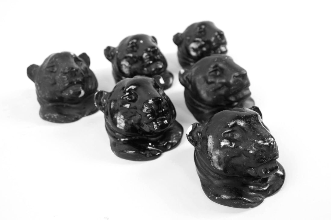 Set of 6 Black Plaster Tiger Heads, Boston Sculpture Co (1 of 11)