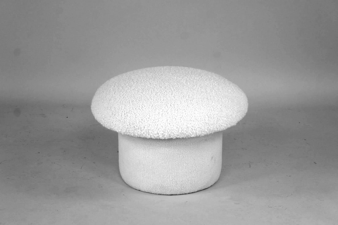 Mid-Century Modern Boucle Mushroom Ottoman (1 of 6)