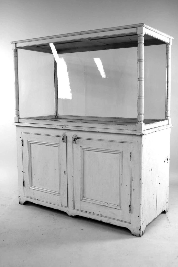 Large Painted Wood Glass Display Curio Cabinet (1 of 19)