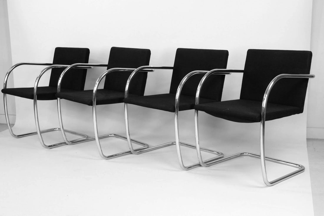 Set of 4 Chrome Tubular Brno Chairs by Brueton, Mies van der Rohe (1 of 11)